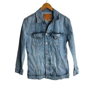 Lucky Brand Womens Jean Jacket Small Boyfriend Trucker Button Up Grande Edgy
